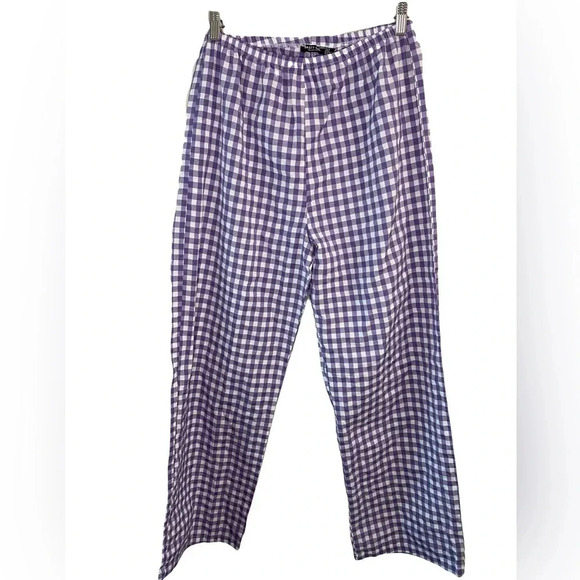 Nasty Gal Collection Purple Gingham Wide Leg Pants - Picture 2 of 7